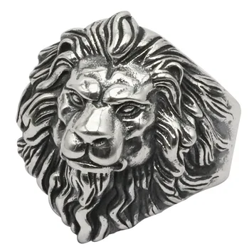 QEENKISS RG6721 Jemné Šperky Veľkoobchod Módne Muž Muž, Narodeninám, Svadobný Dar Retro lion king 925 Sterling Silver Otvoriť Krúžok