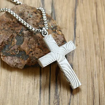 Vysoká Kvalita Damasku Ocele Kríž Náhrdelník pre Mužov Muž Modlitby colar